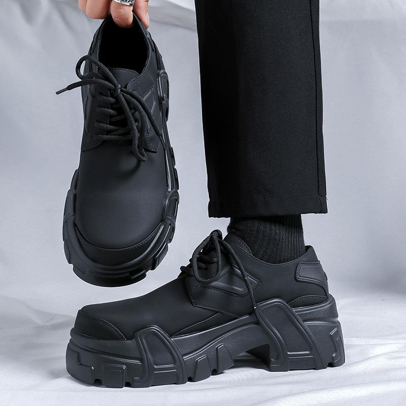 

мужская роскошная мода панк-рок платье туфли на платформе черные трендовые из натуральной кожи дизайнерская обувь кроссовки с характером 270 чёрный