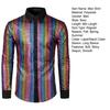 Männer Hemd Glänzend Glatt Pailletten Stehkragen Einreiher Umlegekragen Langarm Club Dance Disco Bühne Leistung Vintage top