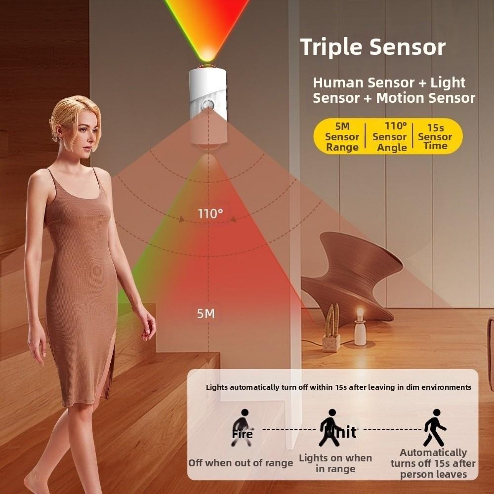 Colorful Gradient Motion Sensor Night Light Magnetic Mounting Rechargeable LED Wall Light Up Down Lighting Human Body Induction