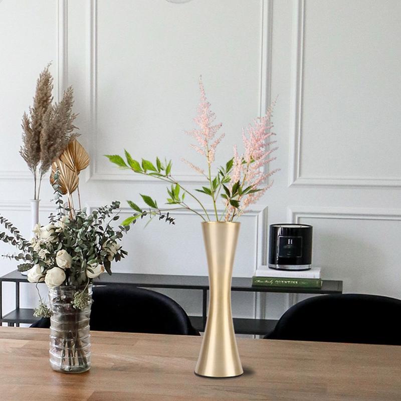 Nordic Metal Vase Gold Thin Flower Vases Arrangement Flower Container for Wedding Table Centerpiece Decoration