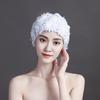 Swimming Cap Female Pearl Flower Handmade Hand Stitched Three-dimensional Large Flowers Do Not Strangle The Head Double Fabric Swimming Warm