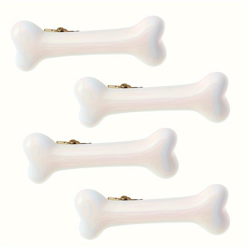 White Punk Bloody Lolita Bone Hair Clips | Resin Font-Shaped Cartoon Hair Accessories for Halloween, Y2K Style