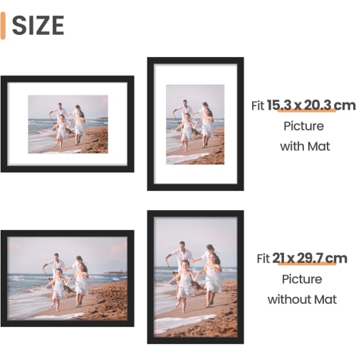 Upsimples Black Photo Frames, A4, Set of 3, 29.7x21cm