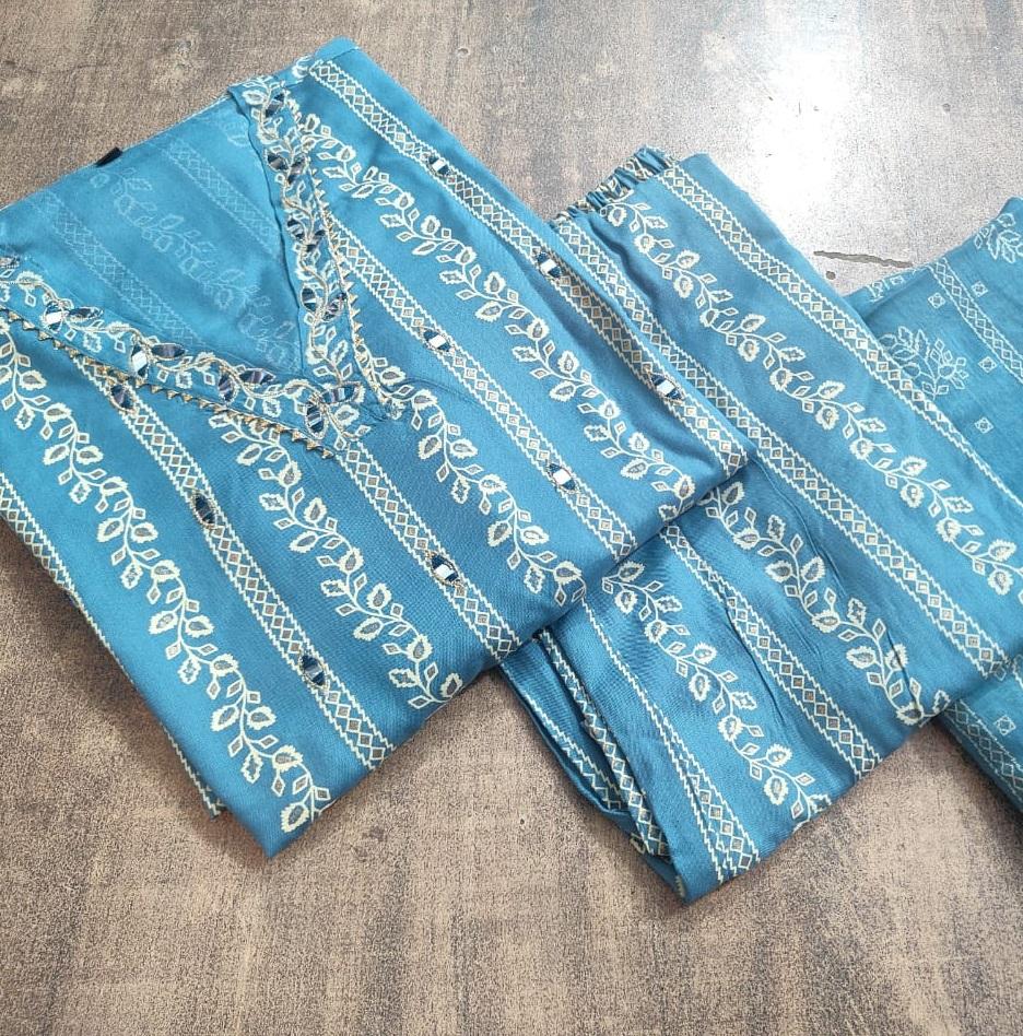 Indian Designer Kurta Pant Dupatta Set Women Bollywood Top Tunic Kurti Salwar Suit Dress