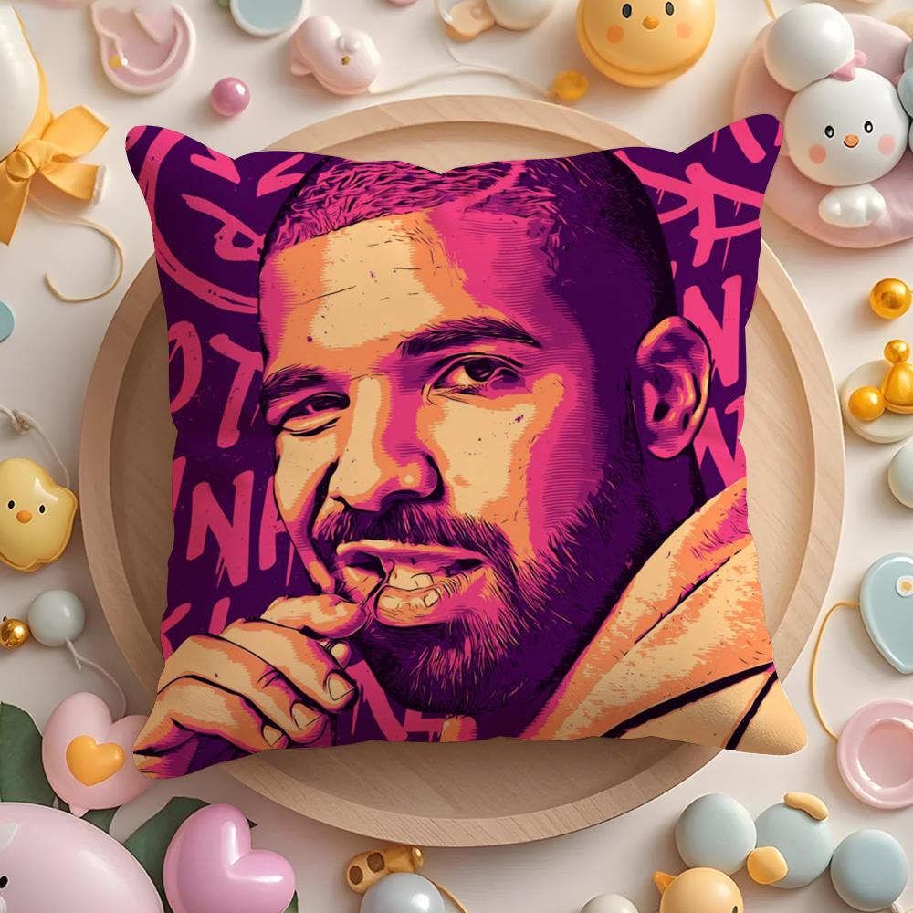Pikpaka Rapper D-Drakes Cushion Cover Plush Fabric Soft Double-Sided Printed Sofa Warm Winter Home Gift Pillow Cover