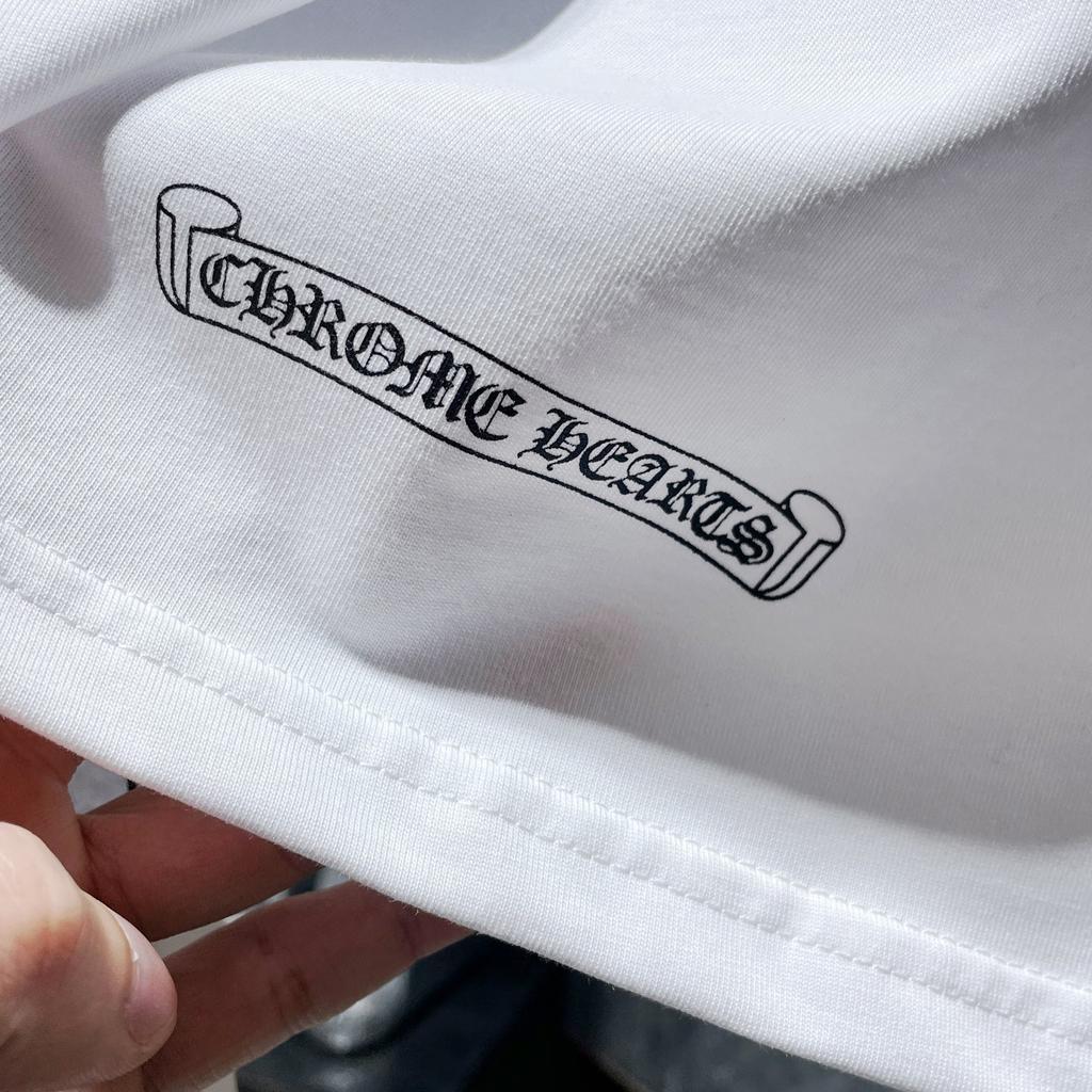 8708 CHROME HEARTS 2026 Summer New High Quality Cotton Round Neck Loose Large Size Men's and Women's T-shirt Couple T-shirt