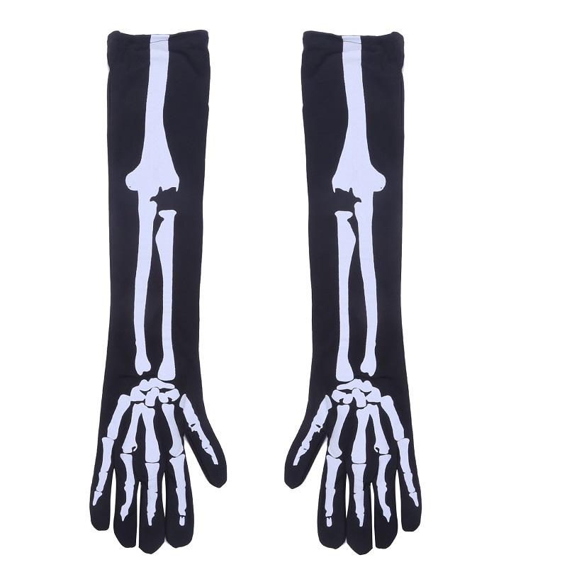 Adult Halloween White Skeleton Gloves Fashion Skull Mitten Ghost Claw Skull Glove Stretch Cosplay Goth Mittens Accessories