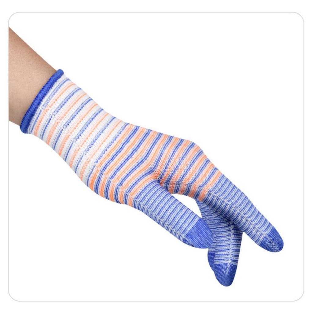 Breathable, Knitted, Protective Gloves, Striped, Anti Slip Gloves, Wear-resistant, Work Gloves, High Elasticity, Nylon Gloves