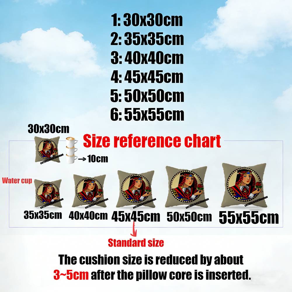 For Playing Cards Poker Red Heart Spades King Queen Throw Pillow Case Sham 45X45Cm 40Cm Square Car Pillowcase Pad Cushion Cover