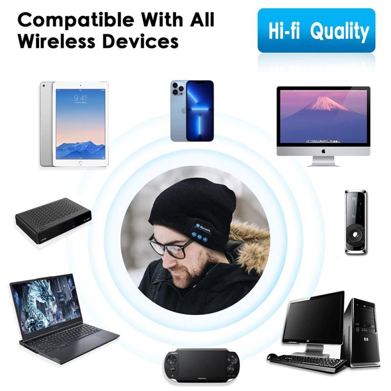 Bluetooth Beanie Mütze Kopfhörer Musik Mütze M5 Winter Drahtlose Kopfhörer Kappe USB Aufladbare Headset Mit Mikrofon Sport Für IPhone Xiaomi Samsung Telefon