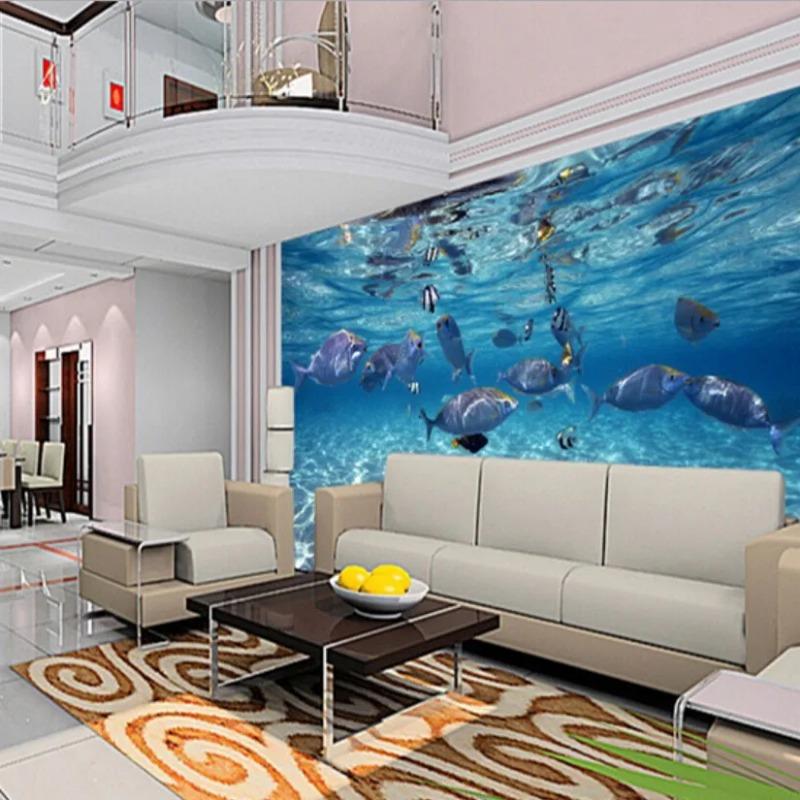 Cartoon 3d Wallpaper Creative Submarine World Marine Life Mural Bedroom Aquarium Living Room Wall Paper Home Decor