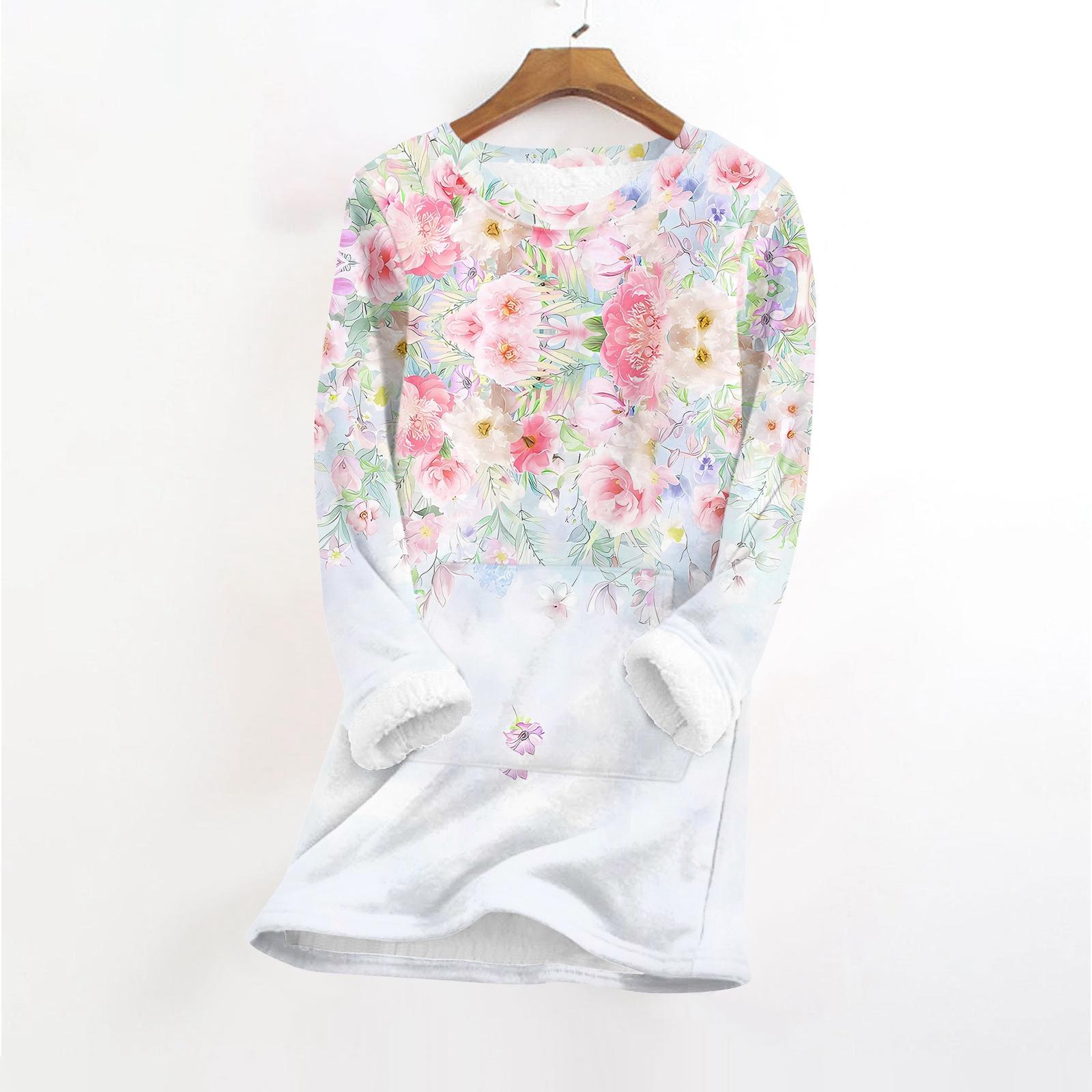 

Женский модный плюшевый теплый пуловер с принтом, круглым вырезом и длинными рукавами XXL розовый