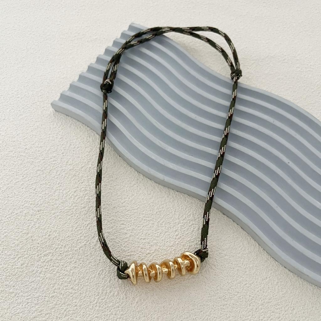 A Simple and Fashionable Geometric Pendant Women's Necklace with a Multi-color Woven Rope In a Personalized and Trendy Style