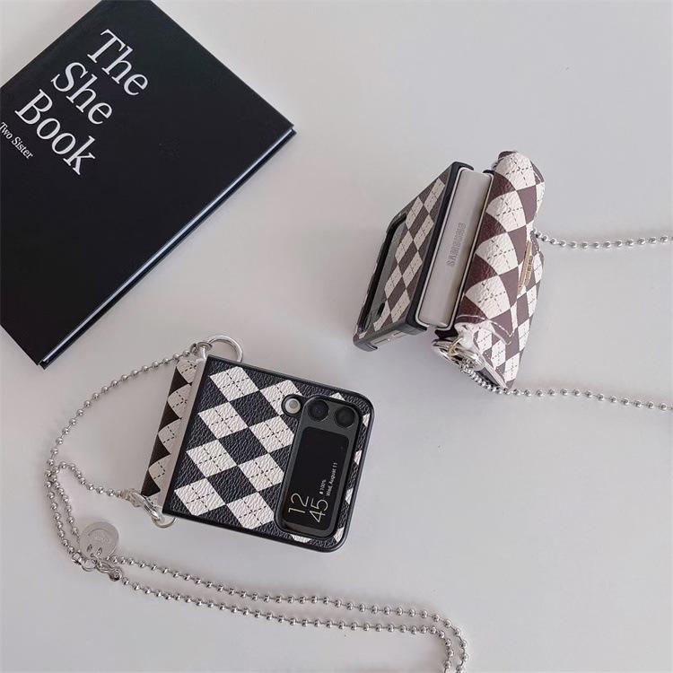 Applicable to Samsung ZFlip3 oblique span diamond mobile phone case P50Pocket lock card bag zflip4 protective case