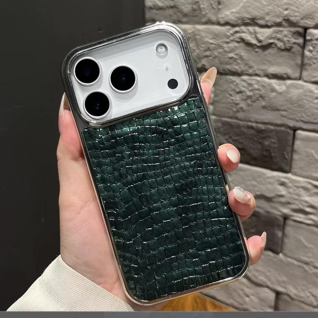 Θήκη Υψηλής Ποιότητας με Γυαλιστερό Μοτίβο Δέρμα Κροκοδείλου Για iPhone 17 Air 16 15 14 13 12 11 Pro Max Plus Επιμεταλλωμένη Δροσερή Θωρακισμένη Αντικραδασμική Κάλυψη