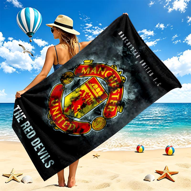 FC Manchester Beach Towel Quick Dry Soft MicrofiberSand Resistant Oversized Cabana Bath Sheet for Swimming Pool Travel Gift