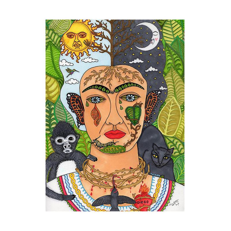 

Цветной мультфильм девушка портрет декоративный холст картина милый кот цветок бабочка настенный плакат спальня подвесные картины домашний декор 21x30cm No Framed