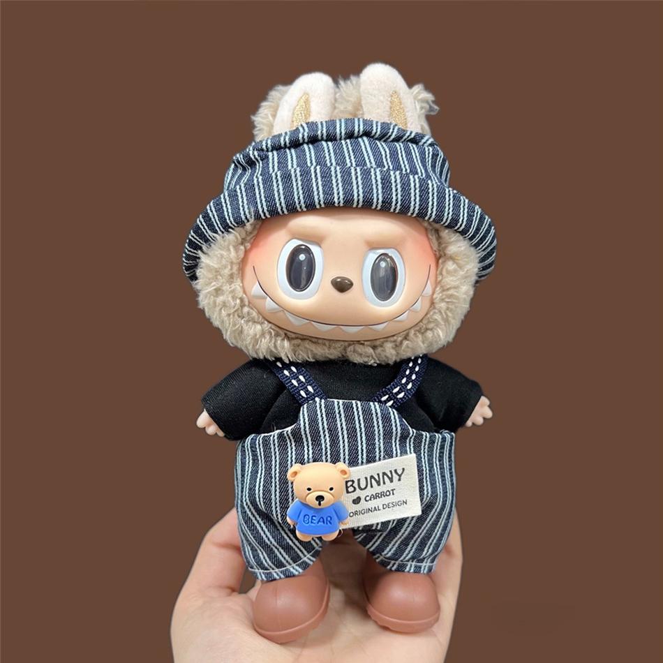 (Nur Kleidung) Labubu Bekleidungszubehör Hut V1 V2 V3 Plüschpuppen-Zubehör Labubu Bekleidung Ersatzset Süßes Zubehör