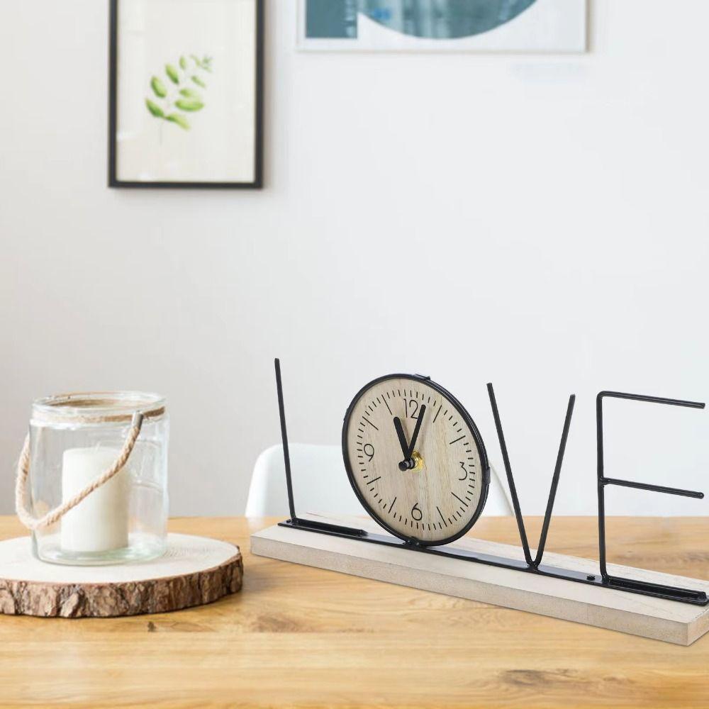 Minimalist Iron Craft Clock Creative Wood Retro Clock Simple European Desk Clock  Office Decor