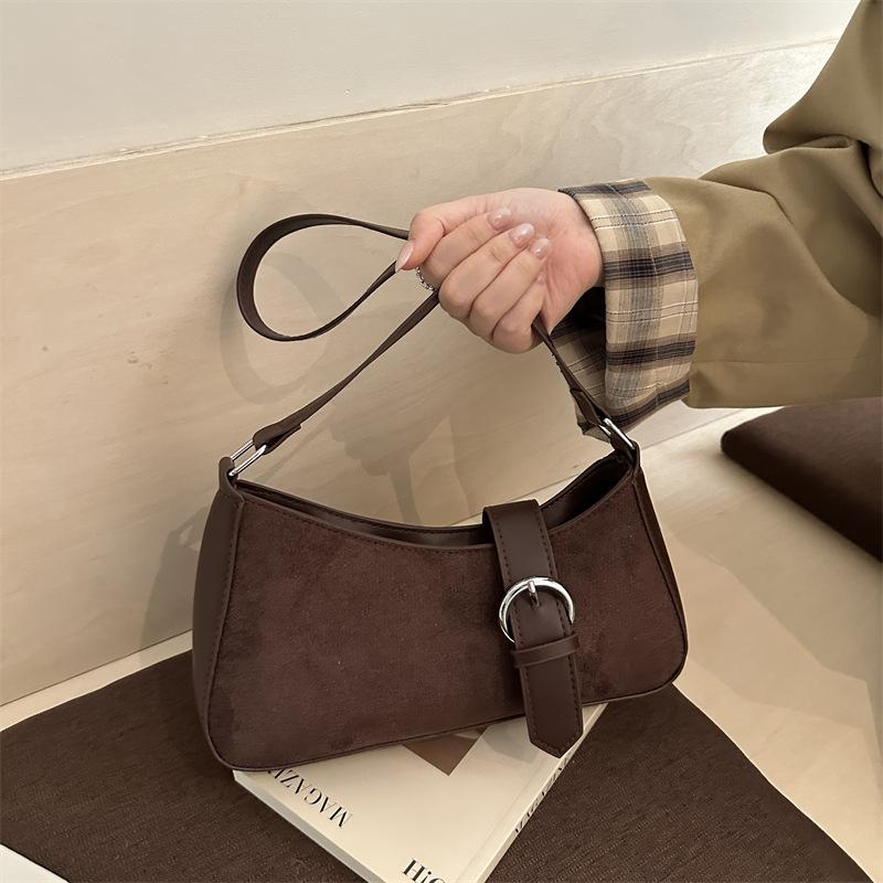 Women Simple Casual Solid Color Daily Commute Underarm Shoulder Small Square Bag