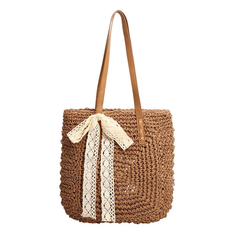 Yogodlns Eco Straw Shopping Bag For Women New Bohemian Beach Bag Large Capacity Shoulder Bag Trend Fashion Woven Handbag Tote