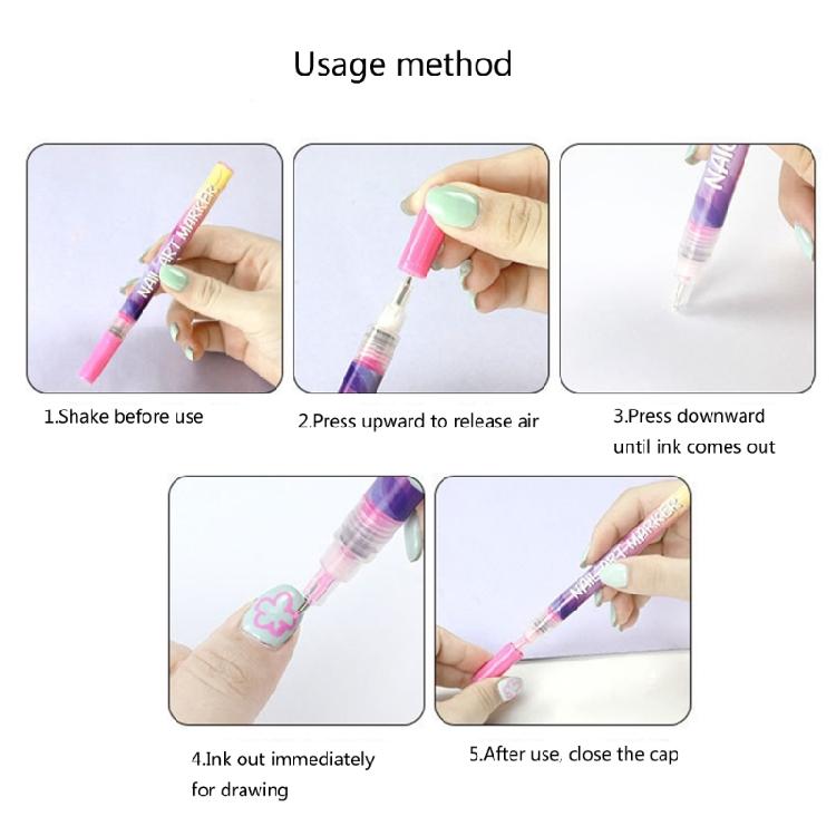 12Pack Salon Nail Brushes Pen PP Material Anti Fade Inks for Detailed Floral Nail Patterns