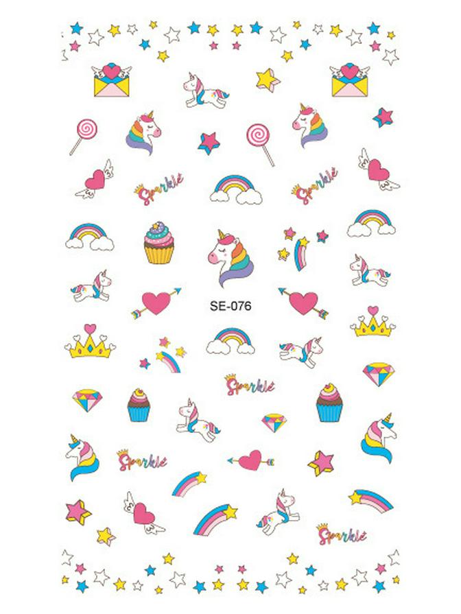 

Ruika Новые мультяшные наклейки на ногти с единорогами для детей - Милый нейл-арт с полным покрытием 75*120MM