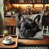 1 French Doggie Pillow Cover, Soft Plush Zipper Design, Single-sided Printing