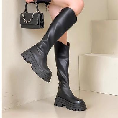 Internet-Berühmtheit Explosion 2025 neue Frühjahrssaison High Heel Stiefel Damen dicke Sohle dünn aber Knie Ritterstiefel Tide
