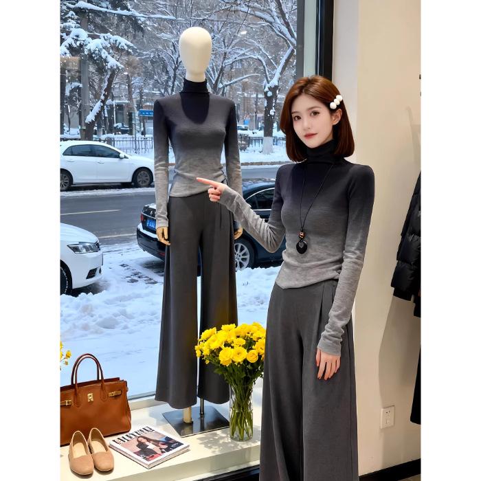 Gradient Fleece High-Neck Slim Top for Women - AutumnWinter Long-Sleeve Warm Base Layer Extra Extra Large серый 1200₽