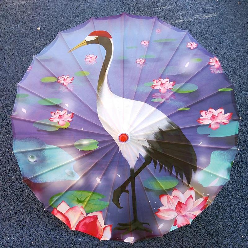 84cm Vintage Chinese Umbrella Silk Cloth Japan Cherry Blossoms Umbrella Home Hotel Ceiling Decor Anime Festival Umbrella Props