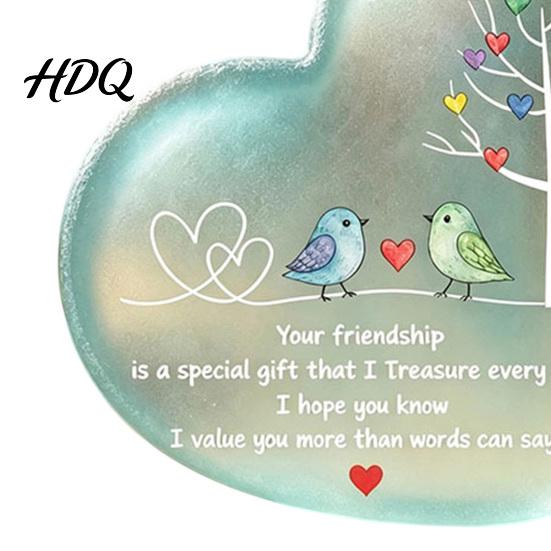 Sentimental Christmas Gifts for Besties Heart Ornament with Heartwarming Message Best Friend Decorative Personalized Keepsake Acrylic Desk