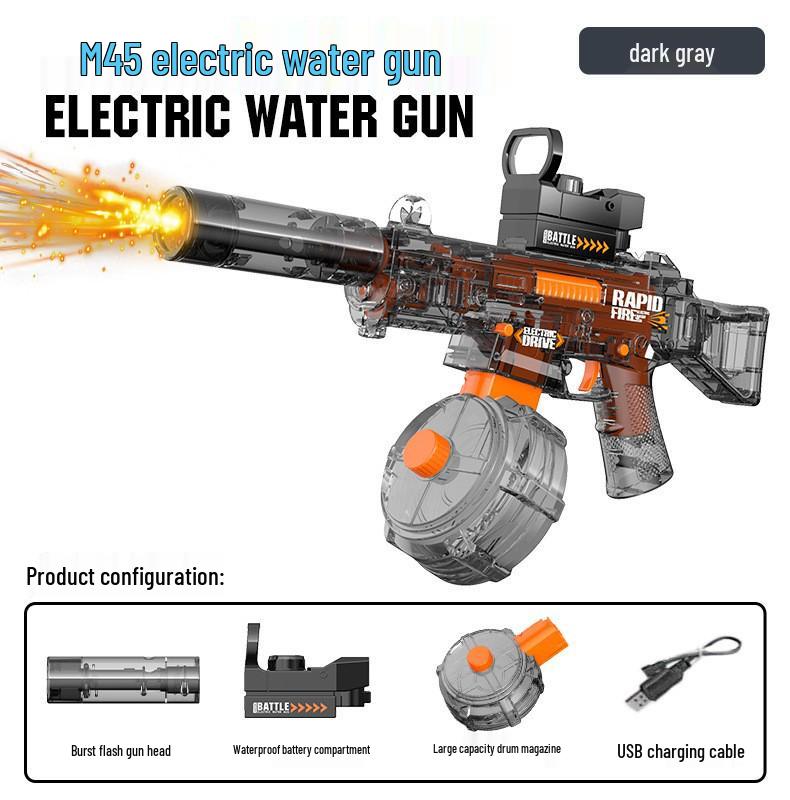 Electric Water Gun MP45: Self-Priming, Rechargeable, Large Capacity Outdoor Toy for Boys and Girls