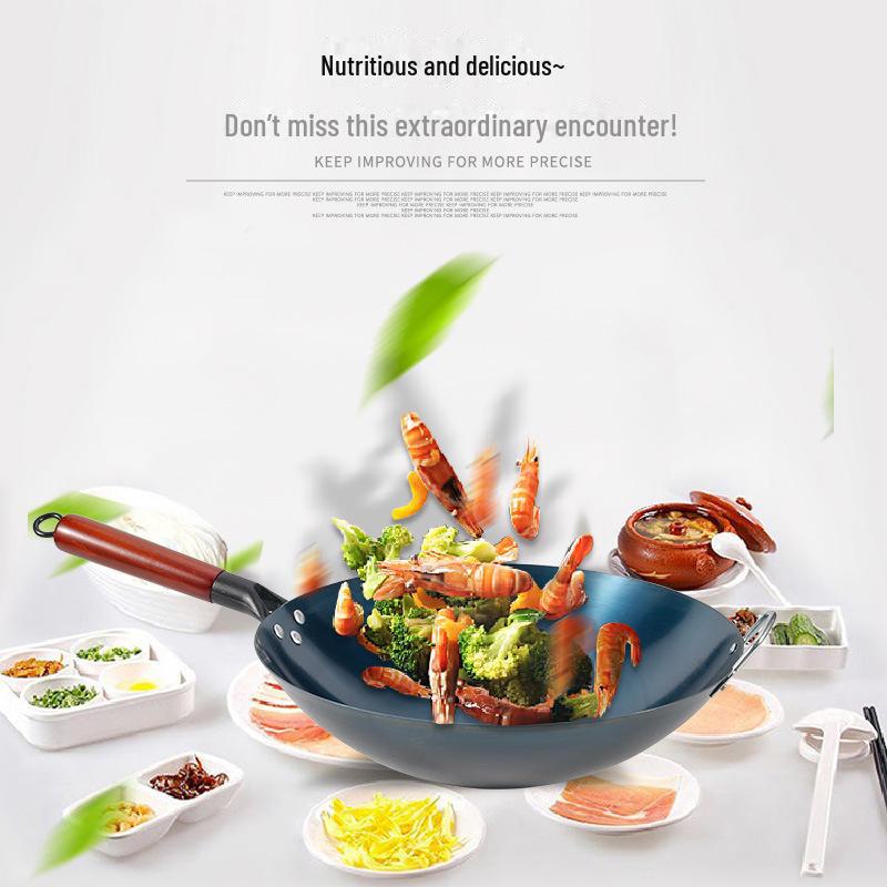 Traditional Handmade Wrought Iron Non-Stick Frying Pan