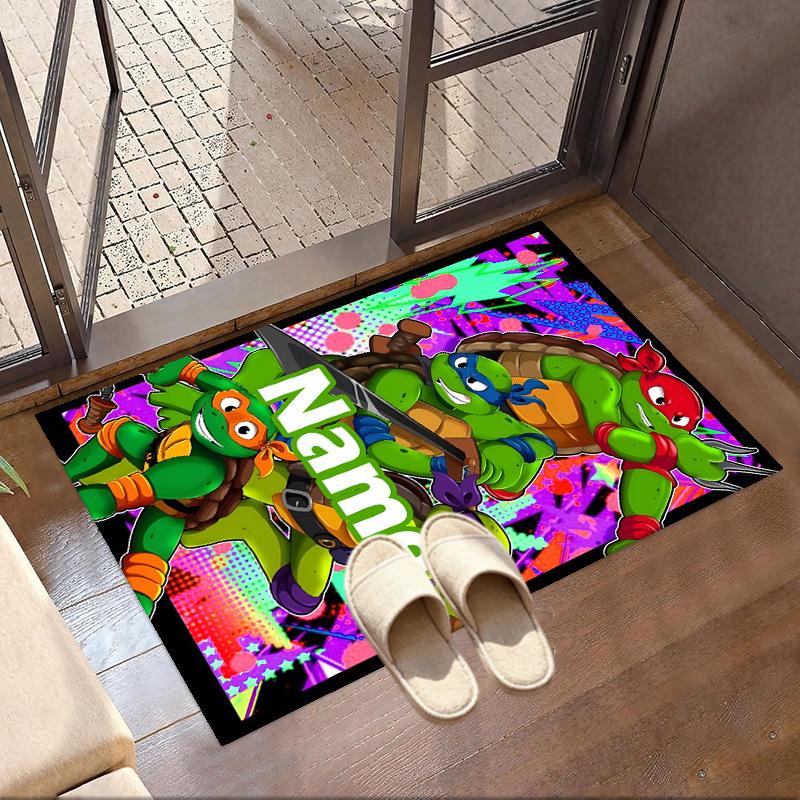 Custom Name Personalized Teenage Mutant Ninja Turtles Print Carpet, Versatile Home Decor Rug, for Playroom, Apartment, Balcony, Entryway, Hallway Gift