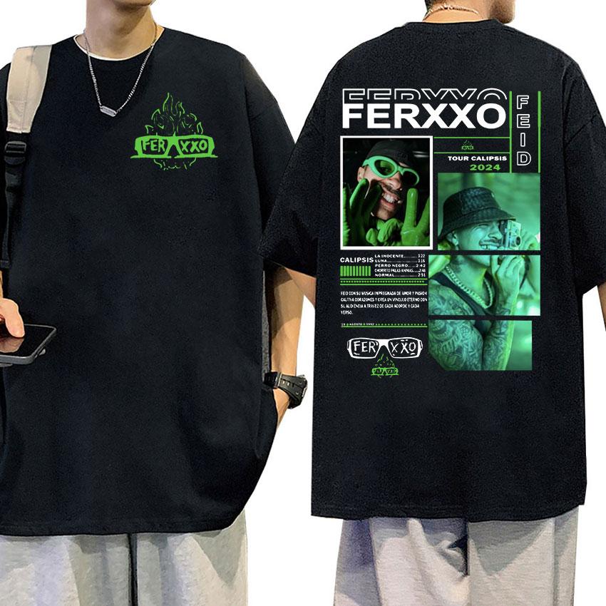 Rapper Feid Ferxxo 2024 Graphic T Shirt Mens Hip Hop Fashion High Quality TShirts Vintage Oversized Cotton Tshirt Streetwear