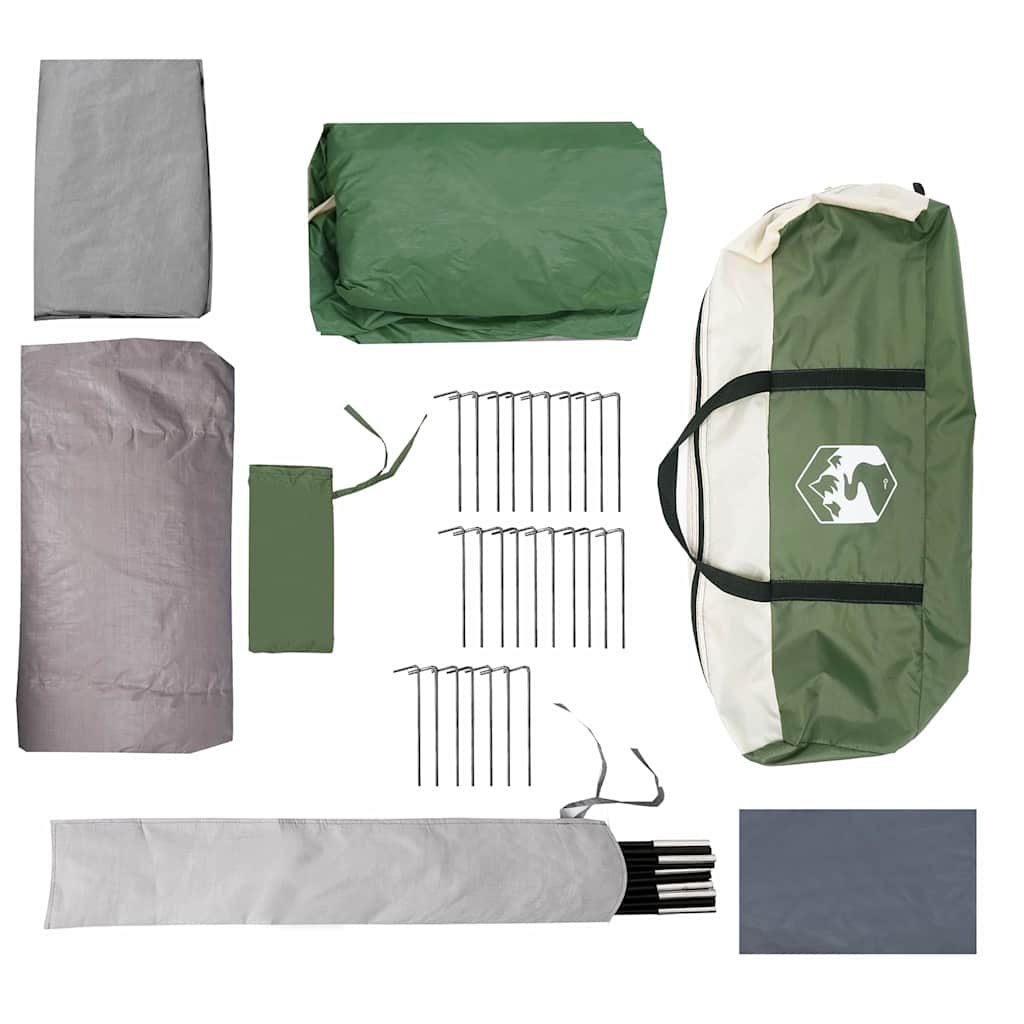 4 Person Tunnel Tent with Roof Green and White 740 x 370 x 220 cm