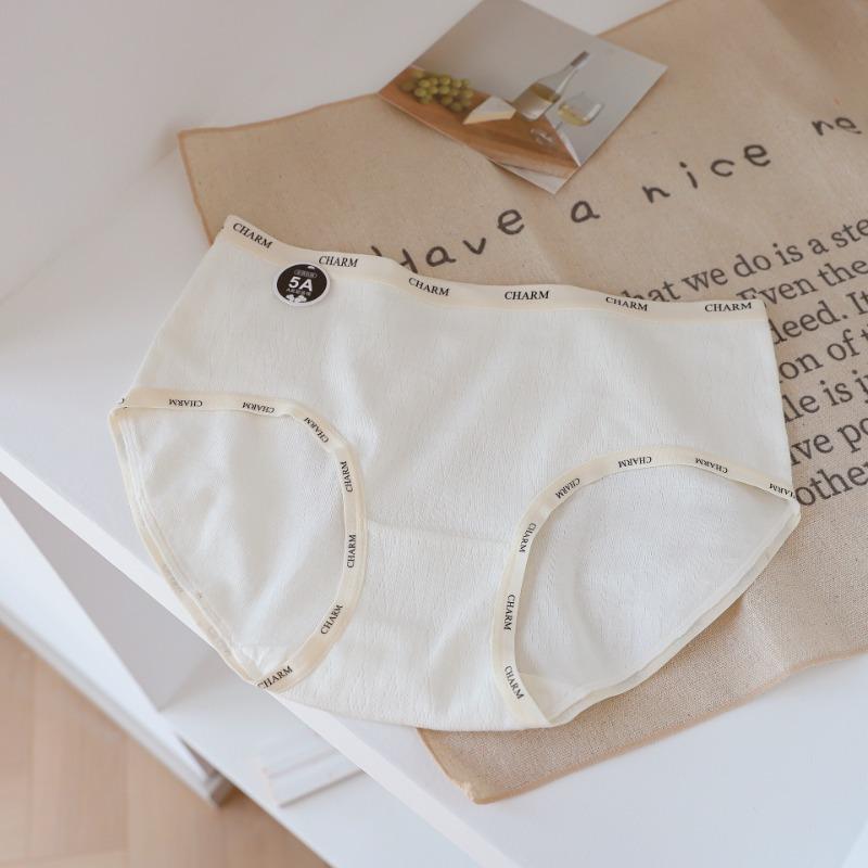 Large Size Baby Cotton Antibacterial Simple Tone Pure Cotton Women's Underwear Mid Waist Triangle Panties