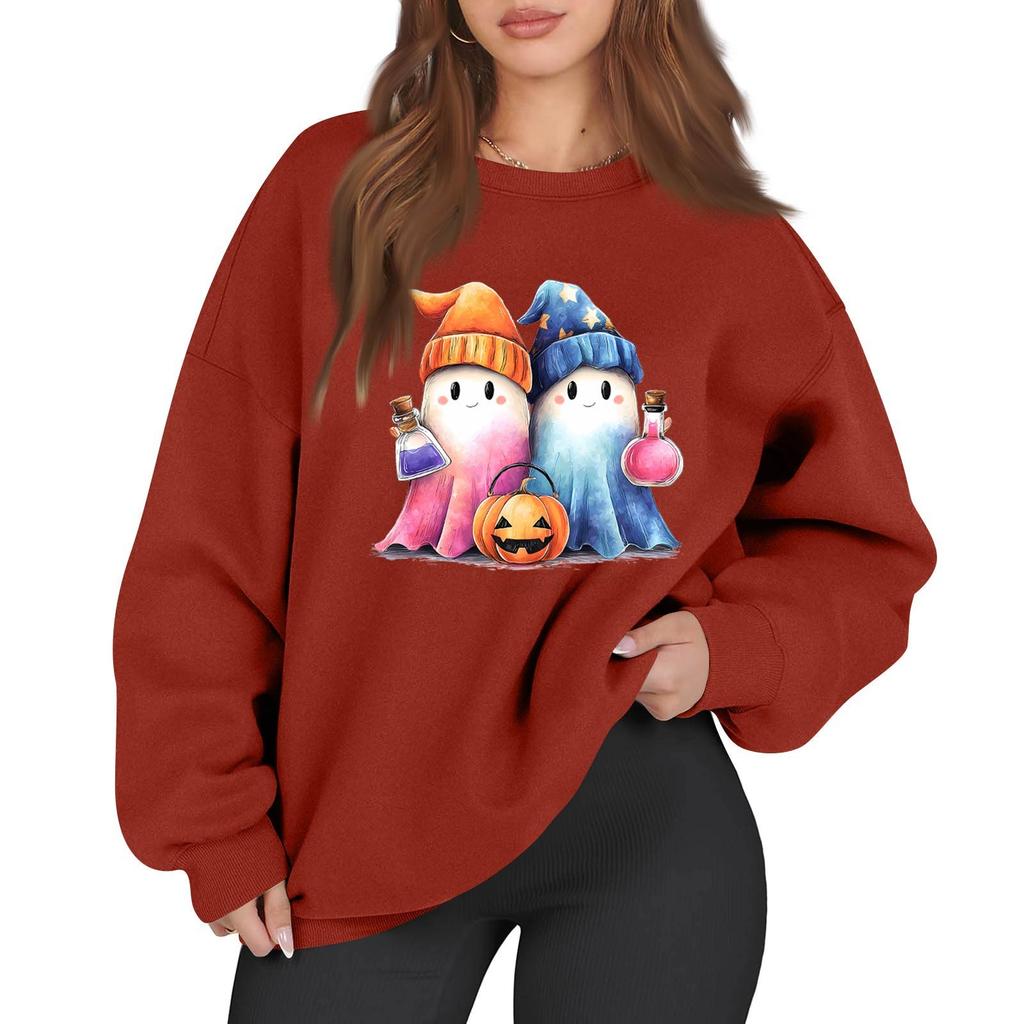 Women's Casual Fashion Long Sleeve Printed Round Neck Sweatshirt Top