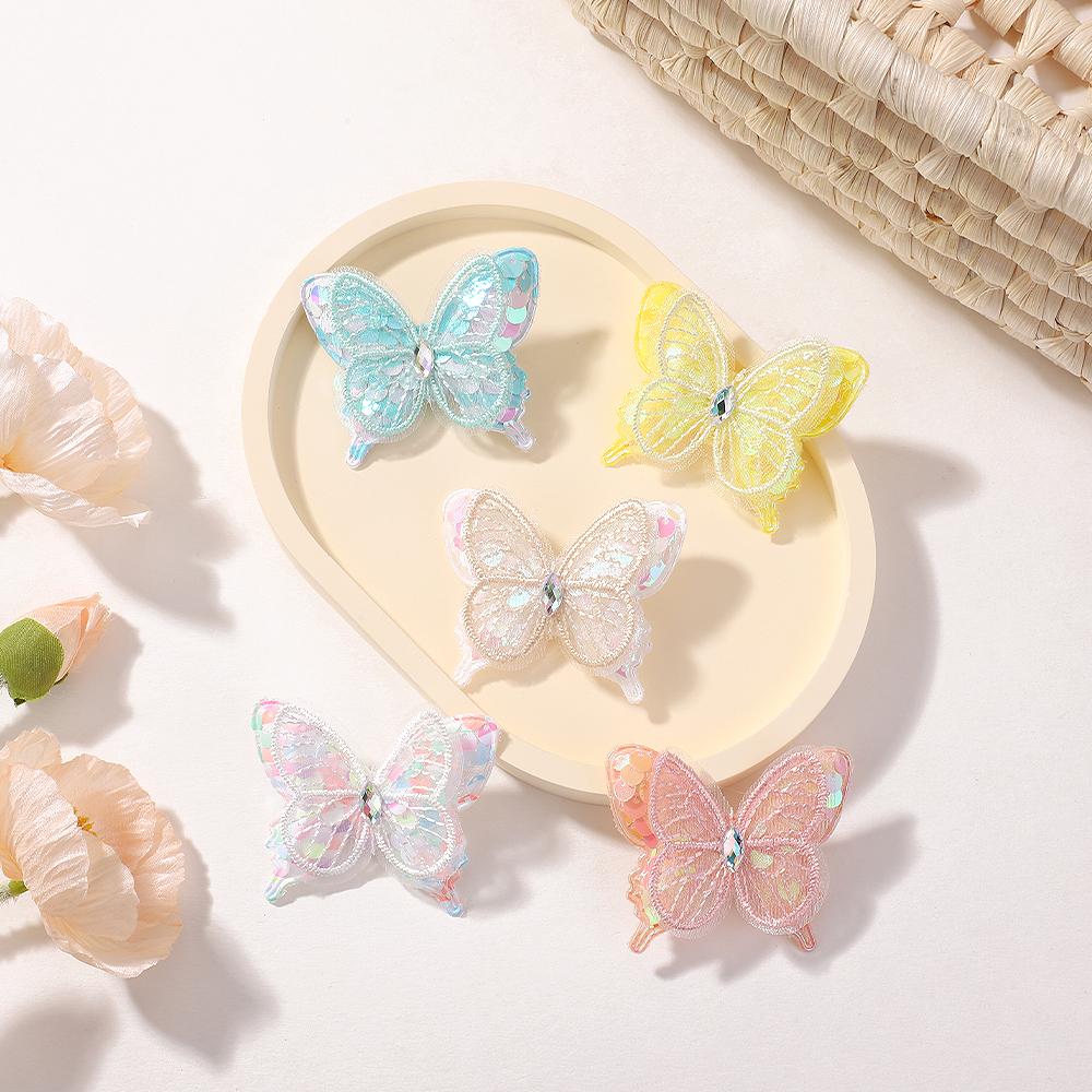6 STÜCKE Neue Pailletten Schmetterling Elastische Haarbänder Mädchen Binden Einen Pferdeschwanz Kinder Haarschmuck Niedliche Kinder Haargummis Baby Kopfschmuck