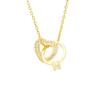 Women Interlocking Heart Ring Pendant Necklace Inlaid Zircon Fashion Love Necklace Valentine's Day Jewelry Gift