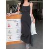 Dopamine Vacation Style Women's Clothing Korean Version Summer Clothing Temperament Waist Suspender Dress Slim and Thin Bottom Long Dress Women