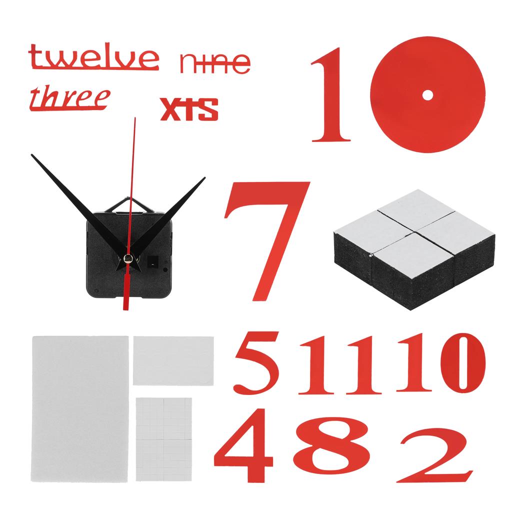Modern DIY Digital Wall Clock Sticker Decals for Home Living Room Office DecorationRed