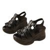 Platform Sandals Women's Summer New Comfortable and Fashionable Open-toed Muffin Hollow-woven Roman Large-size Sandals