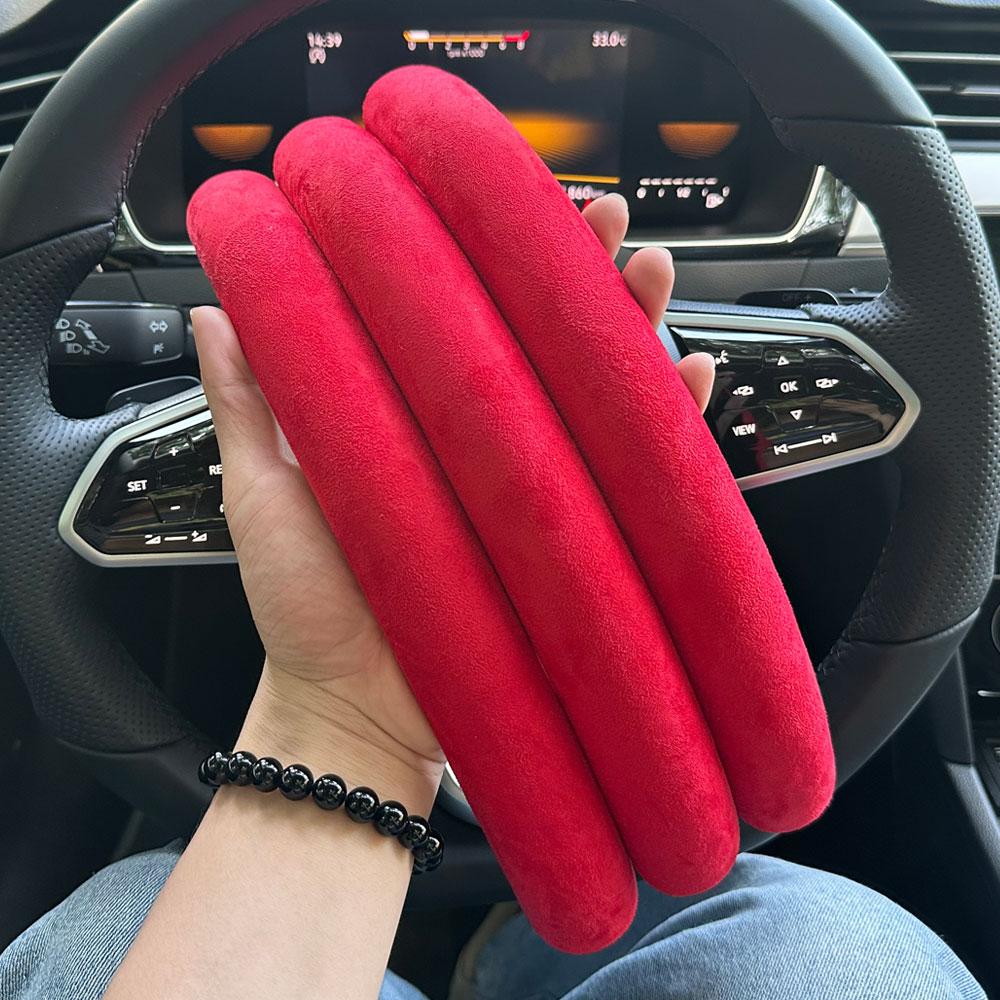 1Pair  Laser Carbon Fiber Silicone Car Steering Wheel Cover 1K Micro Fiber Leather PVC Wheel Booster Cover Non-Slip Universal