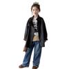 2025 Girls' Mid-Length Leather Jacket - Stylish Autumn/Spring Coat for Fashionable Big Girls