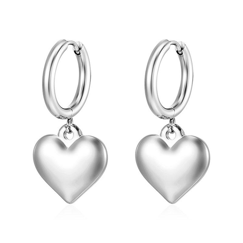 

Stainless Steel Chic Love Heart Hoop Earrings For Women Fashion Charm Gold Color Gloss Metal Trendy Jewelry For Women Bijoux