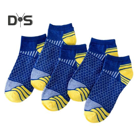 

5 пар мужских баскетбольных носков, впитывающих пот, влагоотводящих, дышащих, с низким вырезом, нескользящие, для повседневной носки, для занятий йогой темно-синий