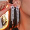 High-end Full Diamond Tassel Long Earrings for Women