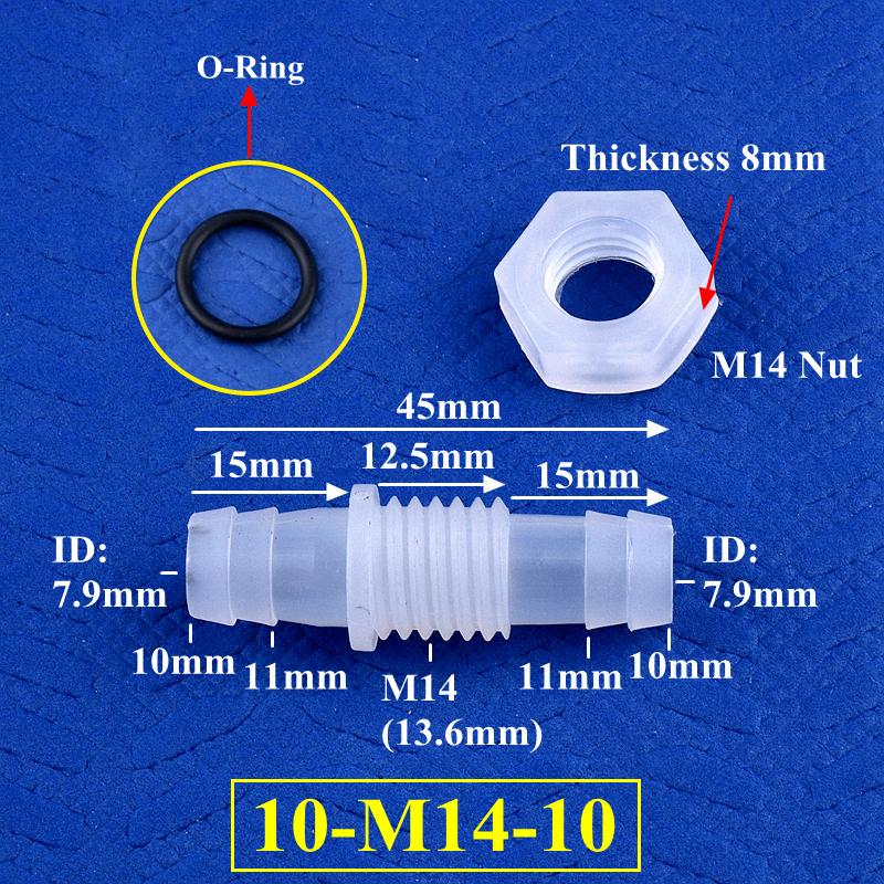 M6-M16 To 3-12mm Direct Connectors With Hex Nut  O-Ring Aquarium Tank Air Pump Adapter Garden Irrigation PP Pagoda Hose Joint